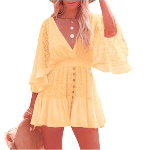 YELLOW EMBROIDERED SUN DRESS
